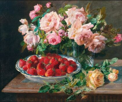 Still Life with Roses and a Bowl with Strawberries — size preview