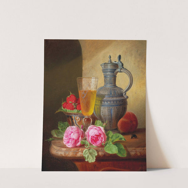 Still Life With Roses And Strawberries by Josef Schuster