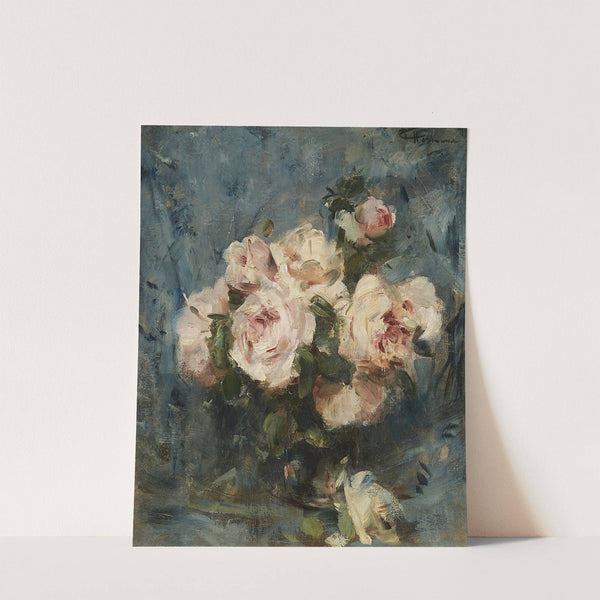 Still life with roses in a glass vase by Charles Hermans