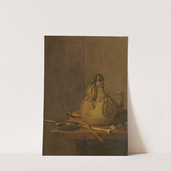 Still Life with Stoneware Jug and Pipes by Jan Jansz. Treck