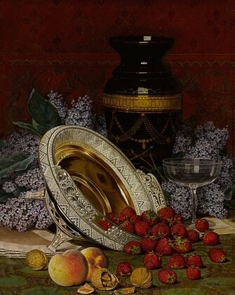 Still Life with Strawberries and Lilacs