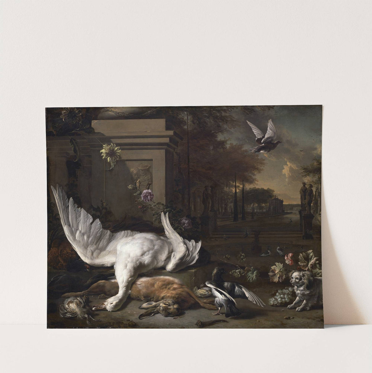 Still Life with Swan and Game before a Country Estate by Jan Weenix