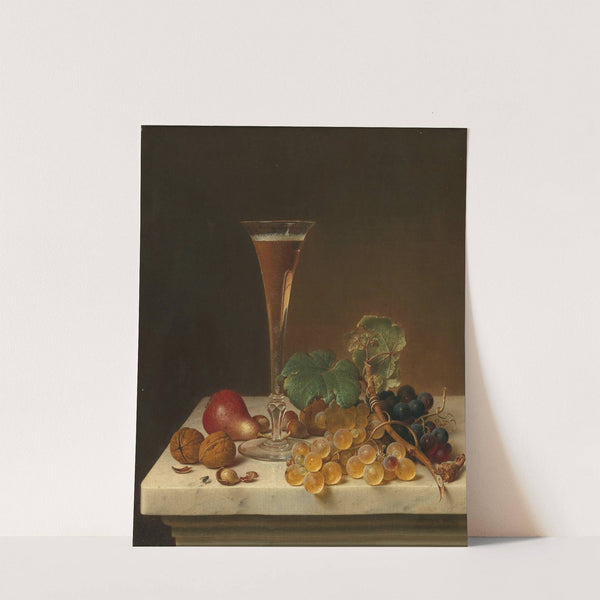 Still Life with Tall Champagne Glass on a Marble Top by Johann Wilhelm Preyer