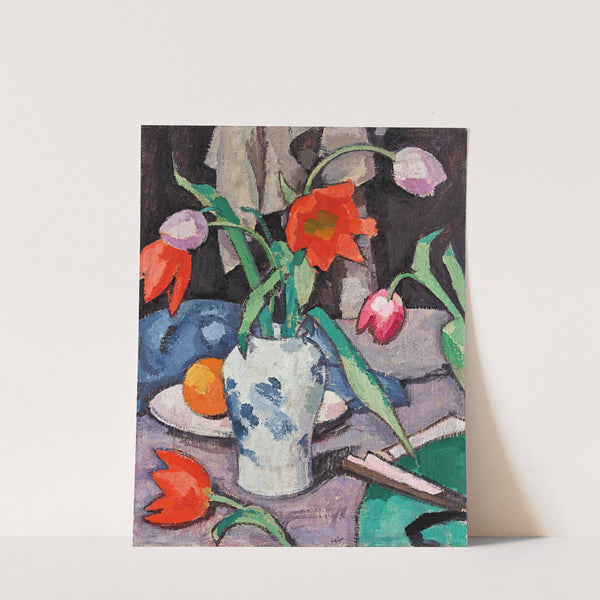 Still Life With Tulips And Fan by Samuel John Peploe