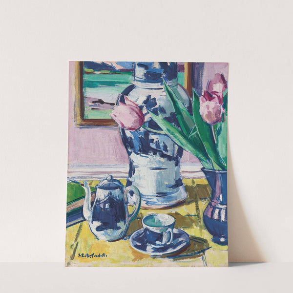 Still life with Tulips and Iona by Francis Campbell Boileau Cadell