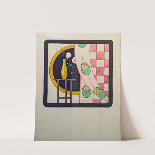 Still life with vase and curtain by Georges Gaudion