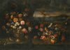 Still Life With Vase Of Flowers In A Coastal Landscape Setting
