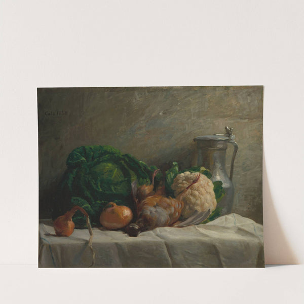 Still Life with Vegetables, Partridge, and a Jug by Adolphe-Félix Cals