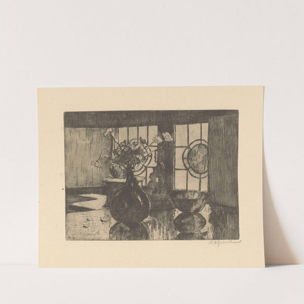 Stilleven met een bloemenvaas voor een raam (1888-1934) by Willem Adrianus Grondhout