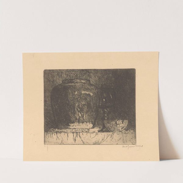 Stilleven met gemberpot, wijnglas en kom (1888-1934) by Willem Adrianus Grondhout