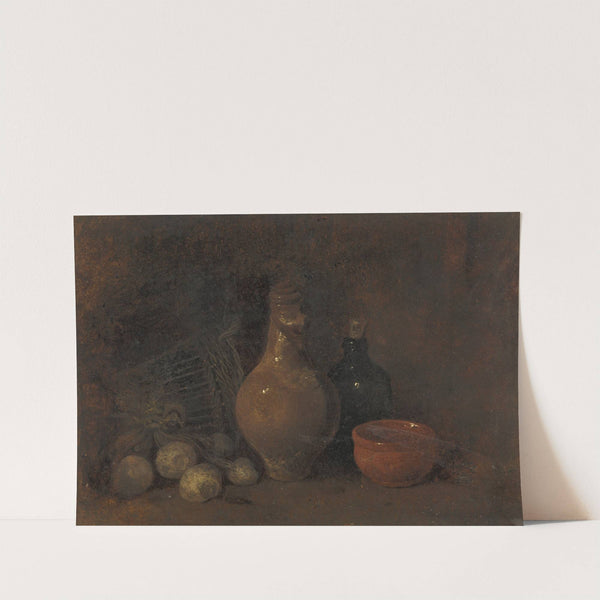 Stilleven met vier vruchten, glas en aardewerk (1827 - 1887) by François Bonvin