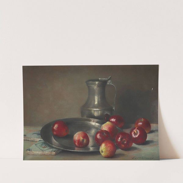 Stillleben mit Äpfeln Zinnschale und Zinnkrug by Jan Ingenhoes