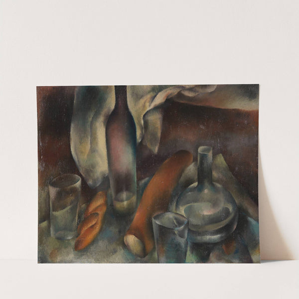 Stillleben mit Flaschen und Baguettes by Hanns Bolz