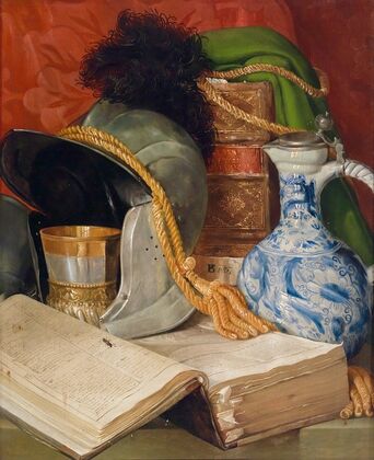 Stillleben Mit Folianten Und Helm