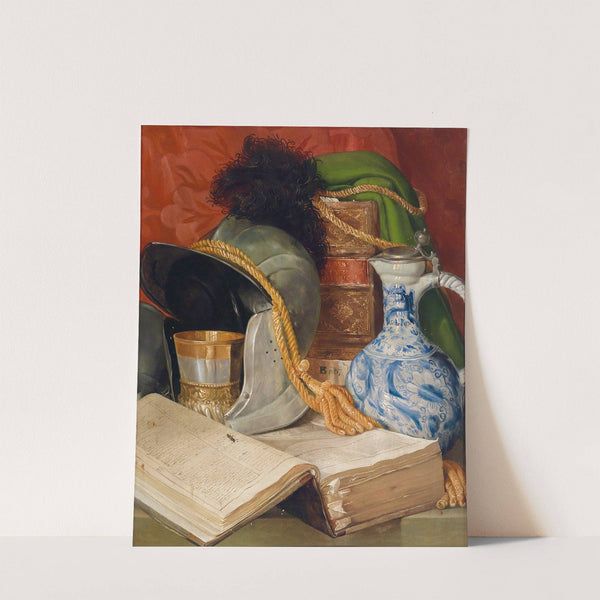 Stillleben Mit Folianten Und Helm by Ferdinand Beer