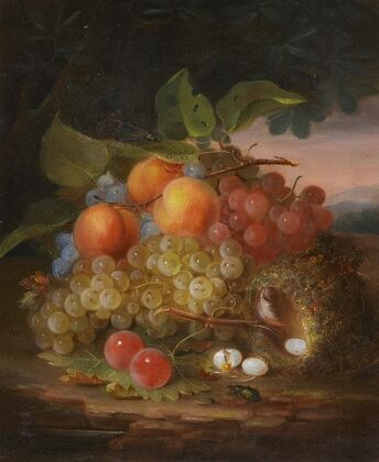 Stillleben mit Früchten und Vogelnest (1862)