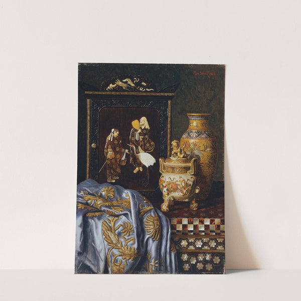 Stillleben mit japanischen Kunstgegenständen by Max Schödl