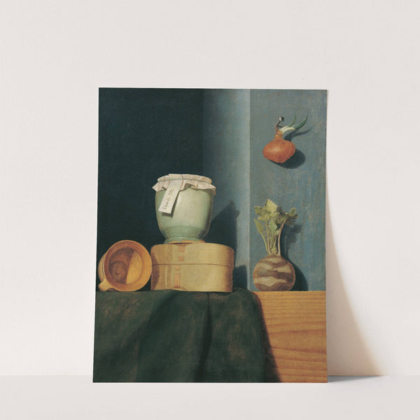 Stillleben mit Küchengeschirr, Zwiebel und Kohlrabi by Anna Maria Punz