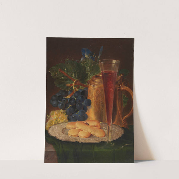 Stillleben mit prunkvollem Bierhumpen, feinem Glas, Gebäck und Weintrauben (1833) by Theodor Mattenheimer