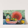 Stillleben mit rotem Teller, Krug und Zitrone by Hedwig Wagner
