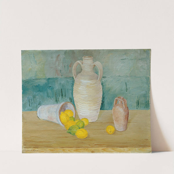 Stillleben mit Steinkrügen und Zitronen by Emil Kraus