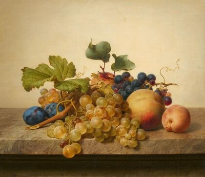 Stillleben mit Trauben, Pflaumen und Pfirsichen (1843)