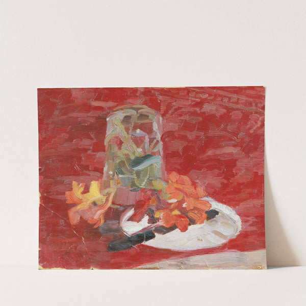 Stillleben mit Wasserglas und Blumen by Walther Gamerith