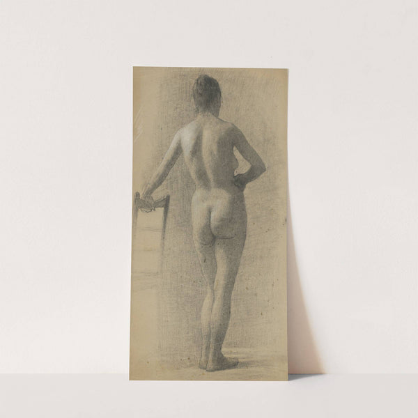 Stojaci ženský akt zo zadu by Elemír Halász-Hradil