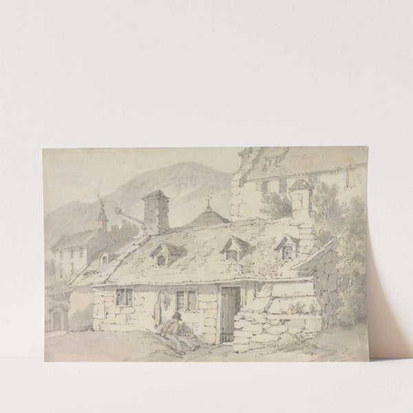Stone Cottages in a Mountainous Landscape with a Figure in the Foreground by William Alexander