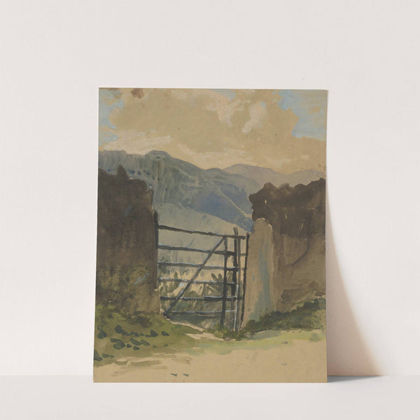 Stone wall and gate, sketch by Edwin Austin Abbey