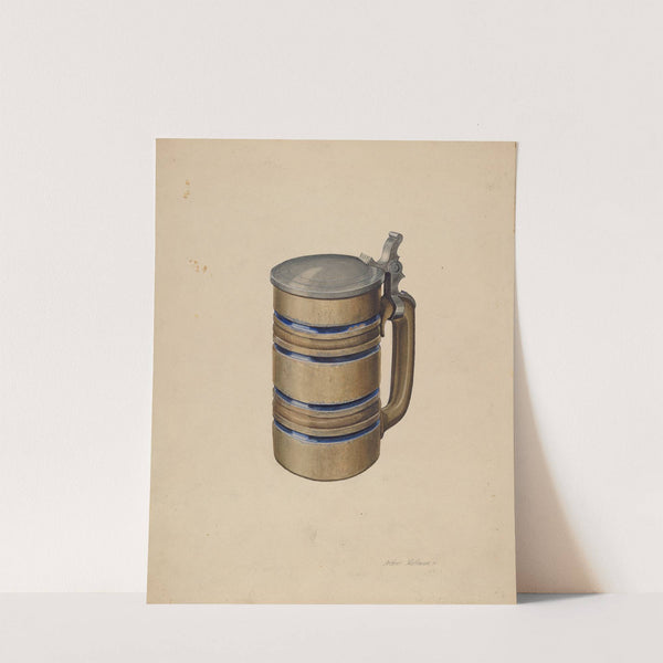 Stoneware and Pewter Beer Mug by Arthur Mathews