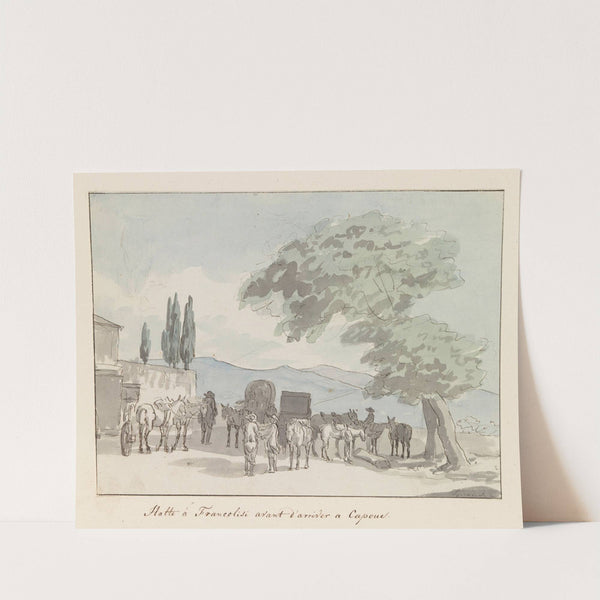 Stop in Francolisi voor aankomst in Capua (1778) by Abraham-Louis-Rodolphe Ducros