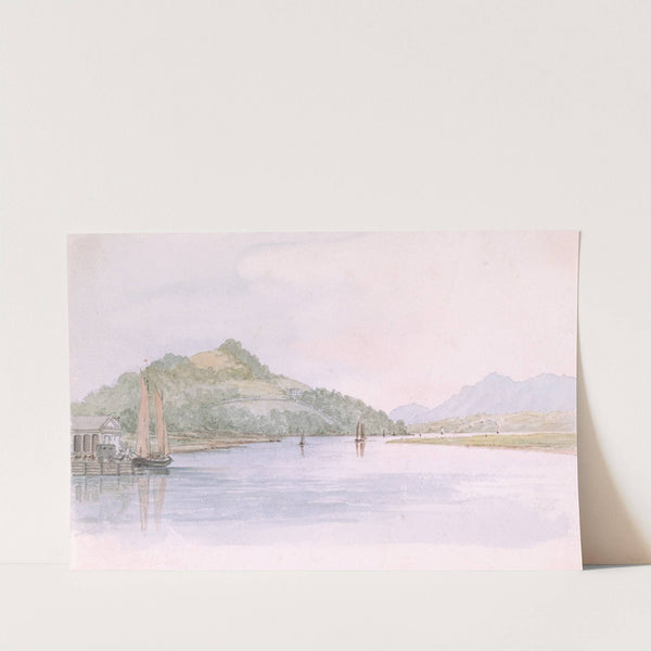 Stopping place below Hudson - first view of the Catskill Mountains from the Hudson River, July 24th 1846, U.S. by Michael Seymour