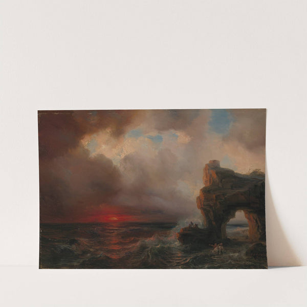 Stormweer bij ondergaande zon by Théodore Gudin