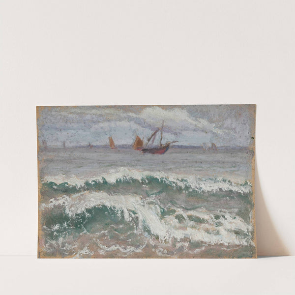 Stormy sea with boats by Tadeusz Makowski