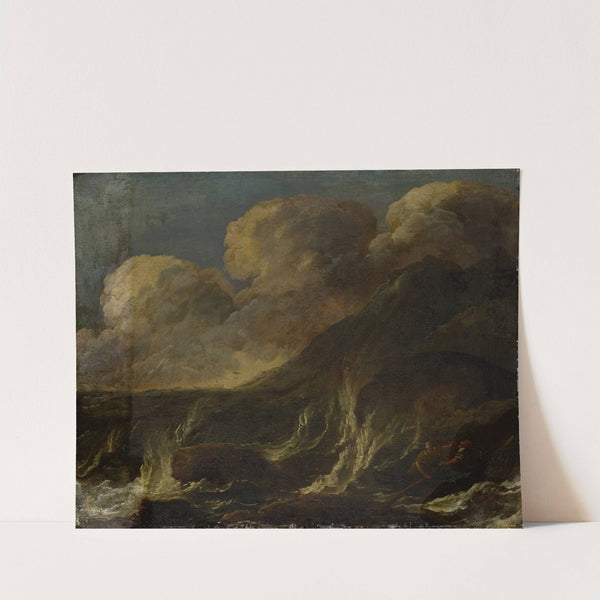Stormy Sea with Fishermen by Anonymous