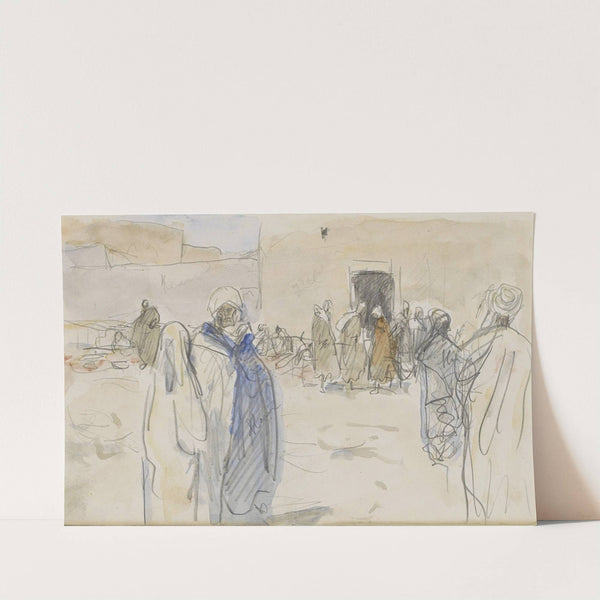 Straat met figuren bij een huis (1923) by Marius Bauer