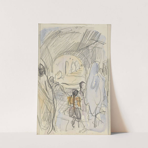 Straat met figuren bij een rondboog in Biskra (1922) by Marius Bauer