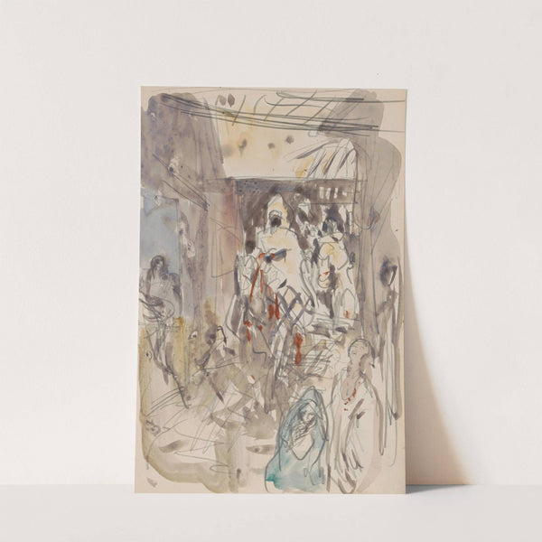 Straat met figuren en ruiters (1923) by Marius Bauer