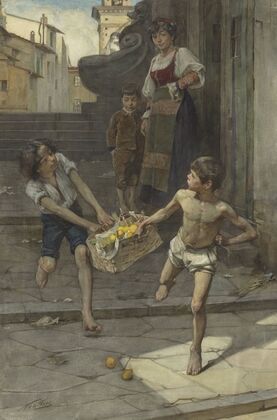 Straatscène in een Italiaanse stad