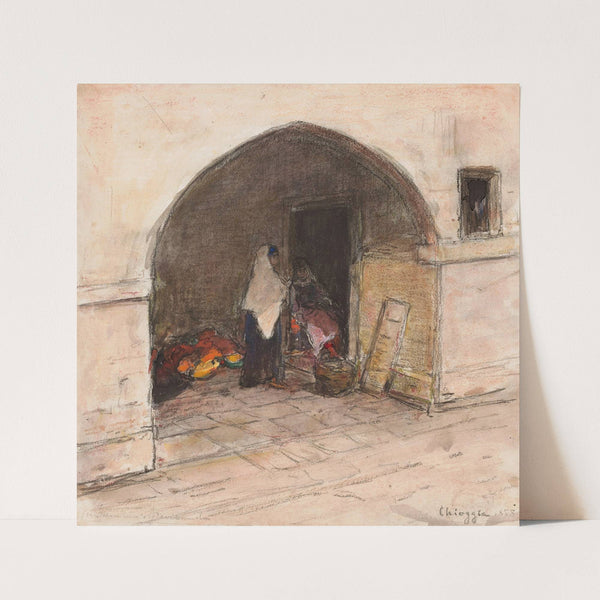 Straattafereel met oosters geklede vrouwen te Chioggia by Carel Nicolaas Storm van '''s-Gravesande