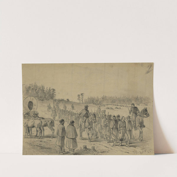 Stragglers on the march to headquarters. Under guard by Edwin Forbes