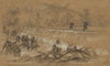 Straggling soldiers crossing the Rappahannock above the burnt bridge