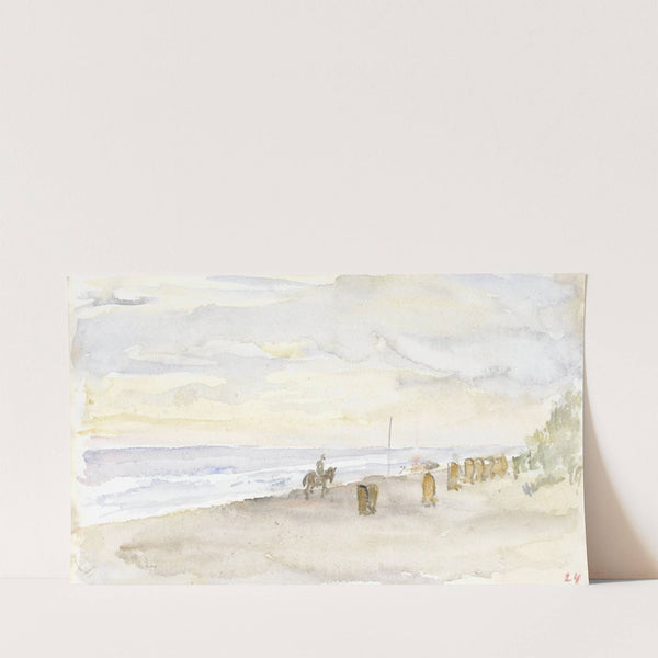 Strandgezicht met ruiter en badstoelen (1834 - 1911) by Jozef Israëls