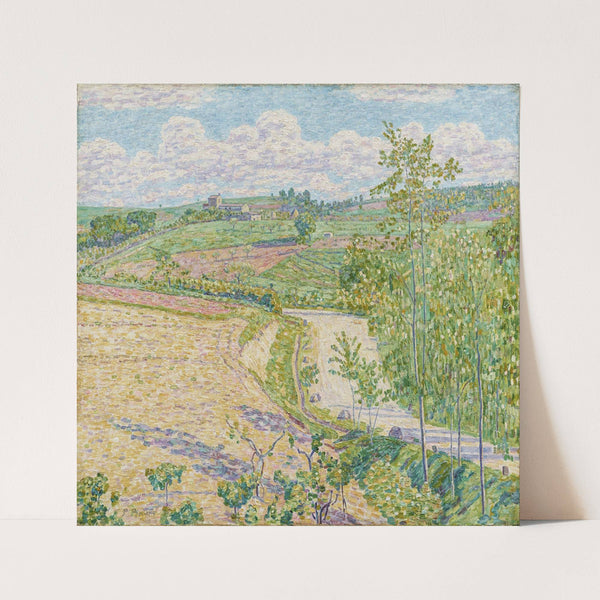 Straße an Feldern in Frühlingssonne zu toskanischem Gutshof auf einem Hügel (1912) by Paul Baum