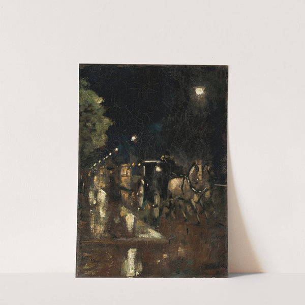 Straße bei Nacht im Regen (Berlin) by Lesser Ury