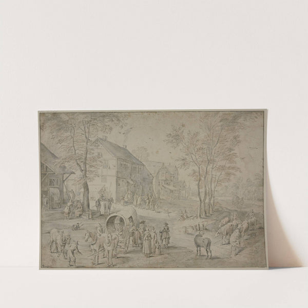 Straße in einem Dorf mit vielen Figuren by Jan Brueghel The Elder
