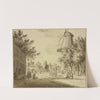 Straßenansicht bei einem Stadttor, rechts eine Windmühle by Paulus Constantijn la Fargue