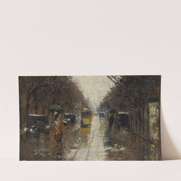 Straßenszene bei Regen, Berlin (1926) by Lesser Ury