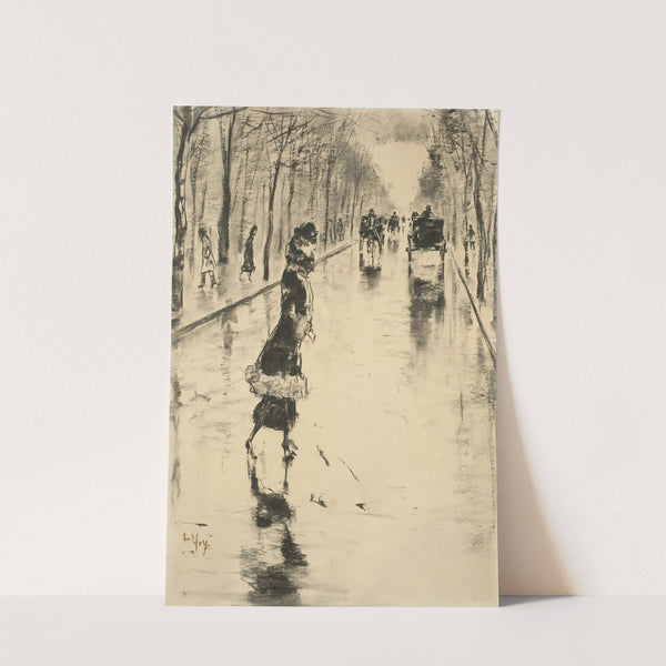 Straßenszene im Berliner Tiergarten mit Dame by Lesser Ury